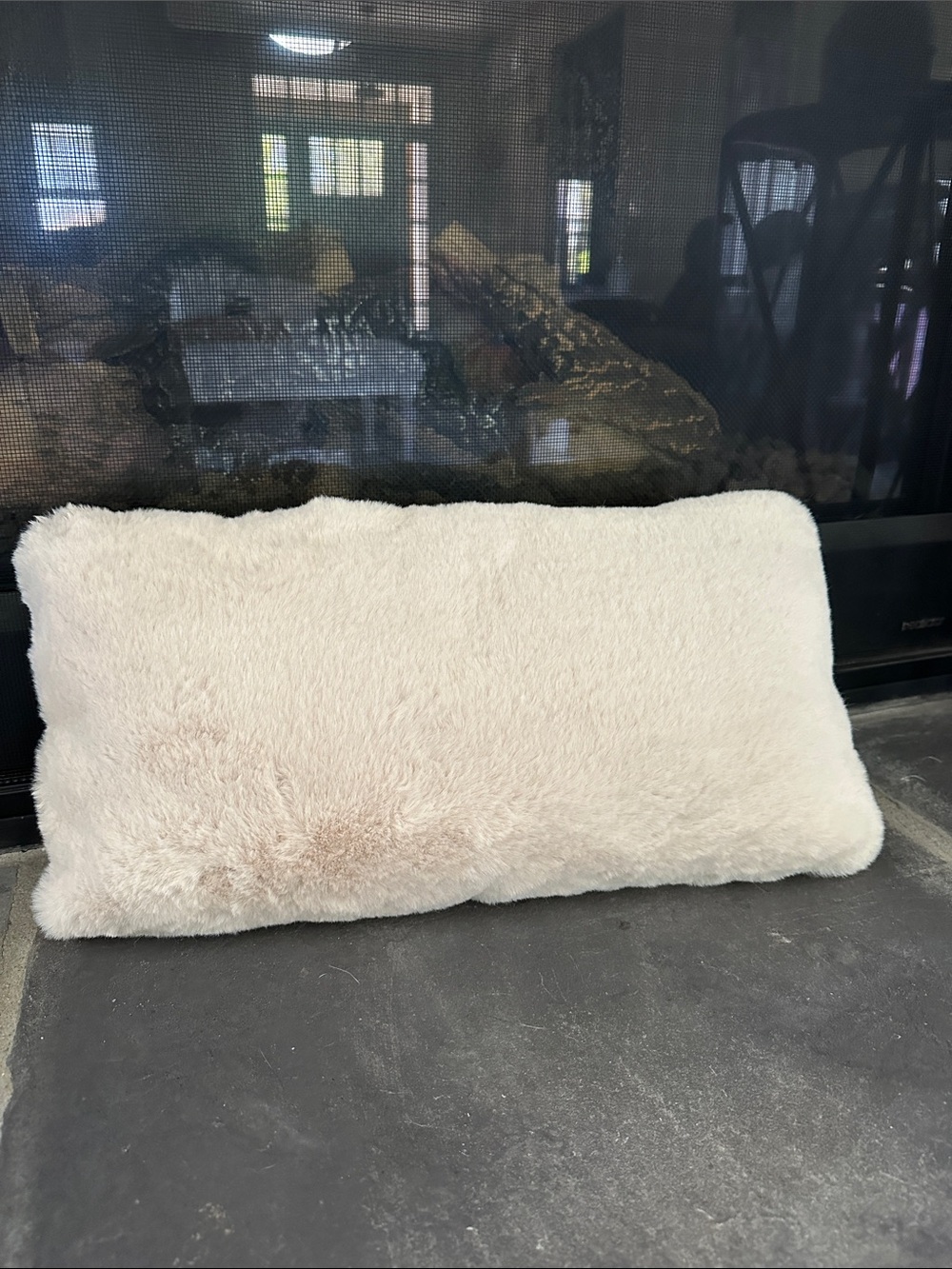 UnHide Plush Faux Fur Accent Pillow - Cream BNWOT